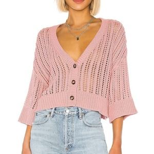 Tularosa Grapefruit Cardigan Cropped Open Knit S